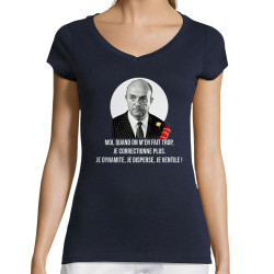 T-shirt femme col V bleu marine Je dynamite (Gondrax,Films/Séries,Les Tontons Flingueurs)