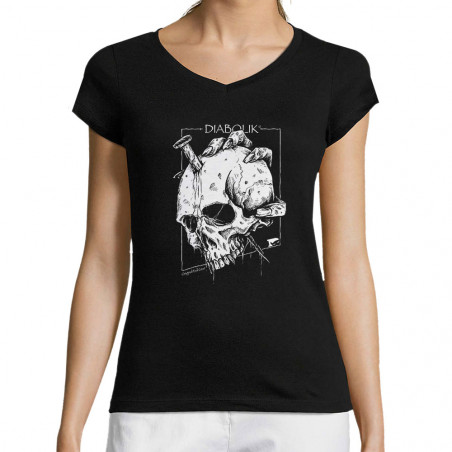 T-shirt femme col V "Nailed...