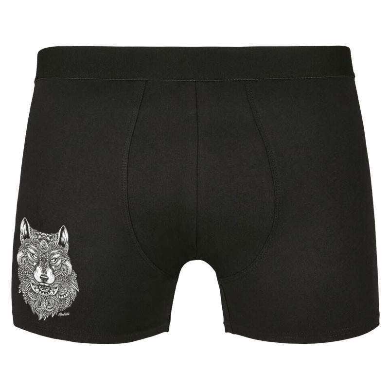 Caleçon boxer homme noir Bad River - The Wolf (Taïry Greene,Bad River,Animaux)