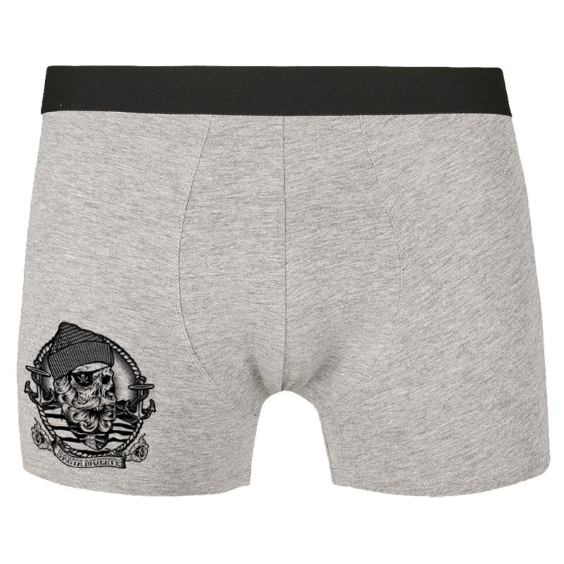 Caleçon boxer homme gris chiné Santa Muerte - Dead Fisherman (Simon,Santa Muerte,Têtes de morts)