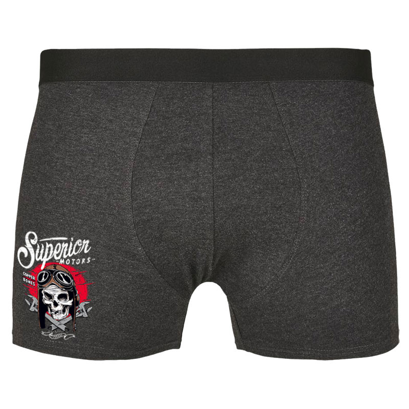 Caleçon boxer homme gris anthracite Copper Bones - Superior Motors (Copper Bones,Moto,Têtes de morts)