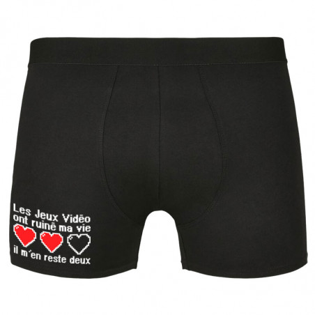 Caleçon boxer homme noir Les jeux vidéo ont ruiné ma vie (Humour,Jeux Vidéo / Geek)