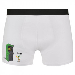Caleçon boxer homme blanc Insert Coins (Ted Boundy,Animaux,Humour,Jeux Vidéo / Geek)