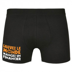 Caleçon boxer homme noir Sauvez le monde (Ted Boundy,Slogans engagés,Humour)
