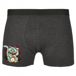 Caleçon boxer homme gris anthracite Lucky Alice Cat (Le Duc,Animaux,Chats)