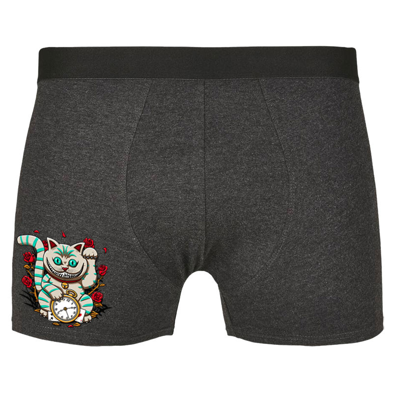 Caleçon boxer homme gris anthracite Lucky Alice Cat (Le Duc,Animaux,Chats)