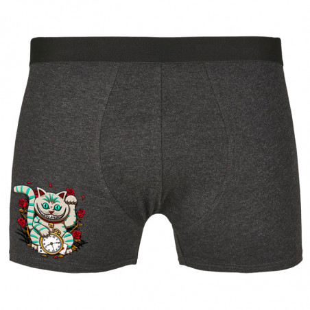 Caleçon boxer homme gris anthracite Lucky Alice Cat (Le Duc,Animaux,Chats)