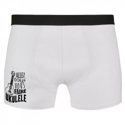Caleçon boxer homme blanc Allez tous vous faire Yukulélé (Humour,Slogans Débiles,Andy)