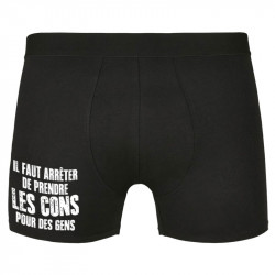 Caleçon boxer homme noir Il faut arrêter de prendre les cons pour des gens (Franck,Humour,Slogans Débiles)