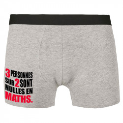 Caleçon boxer homme gris chiné 3 personnes sur 2 (Franck,Humour,Slogans Débiles,Des chiffres et des lettres,Devoirs de vacances)