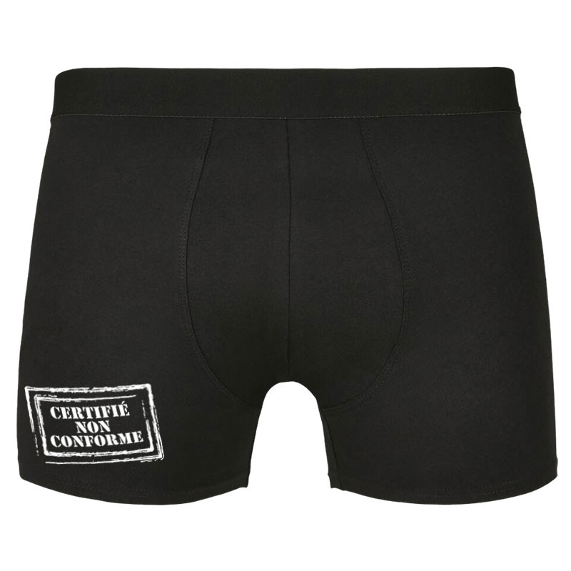 Caleçon boxer homme noir Certifié non conforme (Gondrax,Slogans engagés)