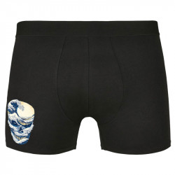 Caleçon boxer homme noir Hokusai Wave Skull (Têtes de morts,Amazon,Hokusaï,Musée)