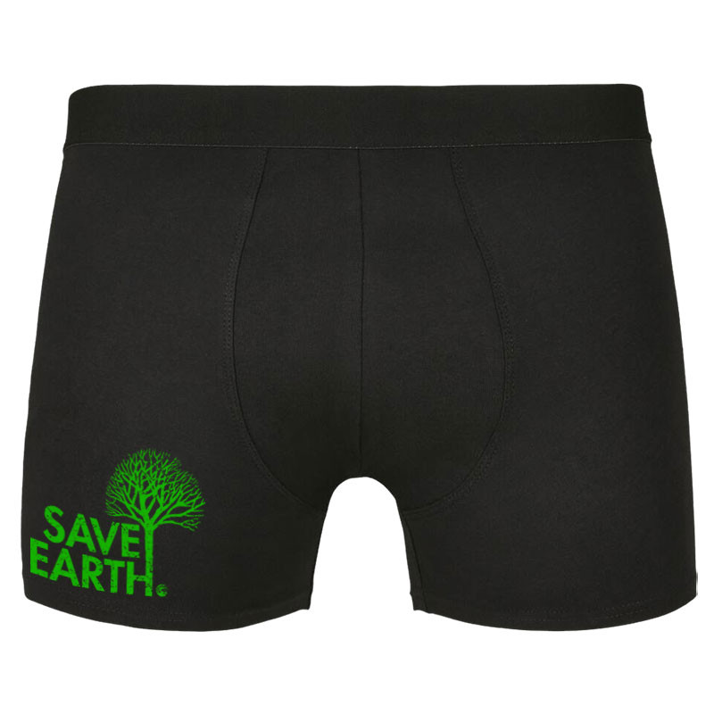 Caleçon boxer homme noir Save Earth (Ecologie)
