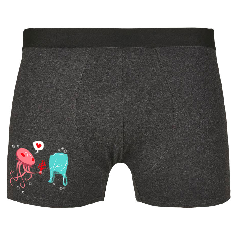 Caleçon boxer homme gris anthracite Méduse (Animaux,Ecologie)