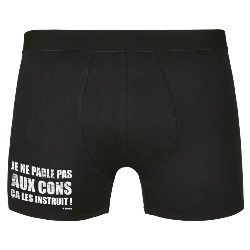 Caleçon boxer homme noir Je ne parle pas aux cons (Gondrax,Films/Séries,Slogans Débiles)