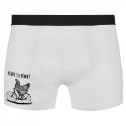 Caleçon boxer homme blanc Roule ma poule (Gondrax,Les Bébêtes,Animaux,Vélo)