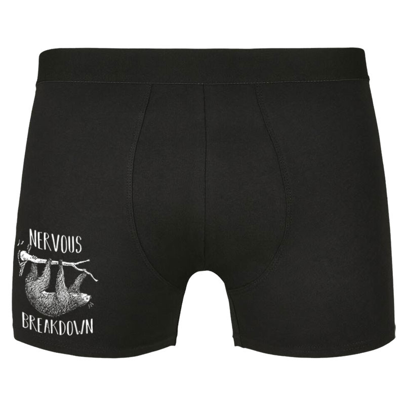 Caleçon boxer homme noir Nervous Breakdown Paresseux (Gondrax,Les Bébêtes,Animaux,Paresse)