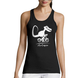 Débardeur femme noir Vélociraptor (Andy,Humour,Animaux,Vélo)