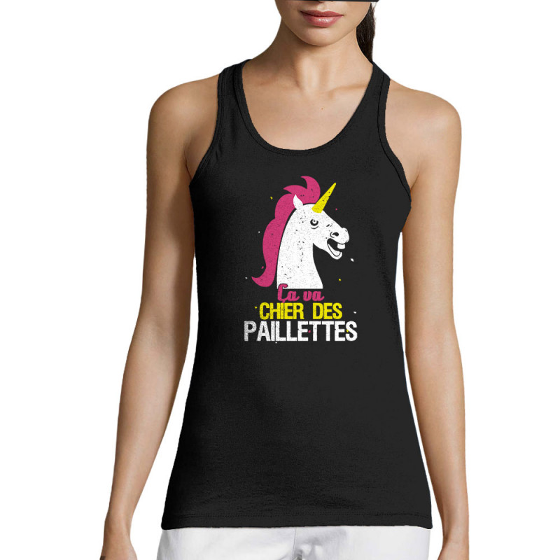 Débardeur femme noir Ca va chier des paillettes (Animaux,Humour,Amazon,Zewa)