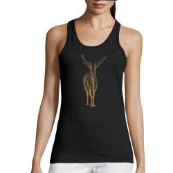 Débardeur femme noir Deer Trees (Caffein Art,Animaux)