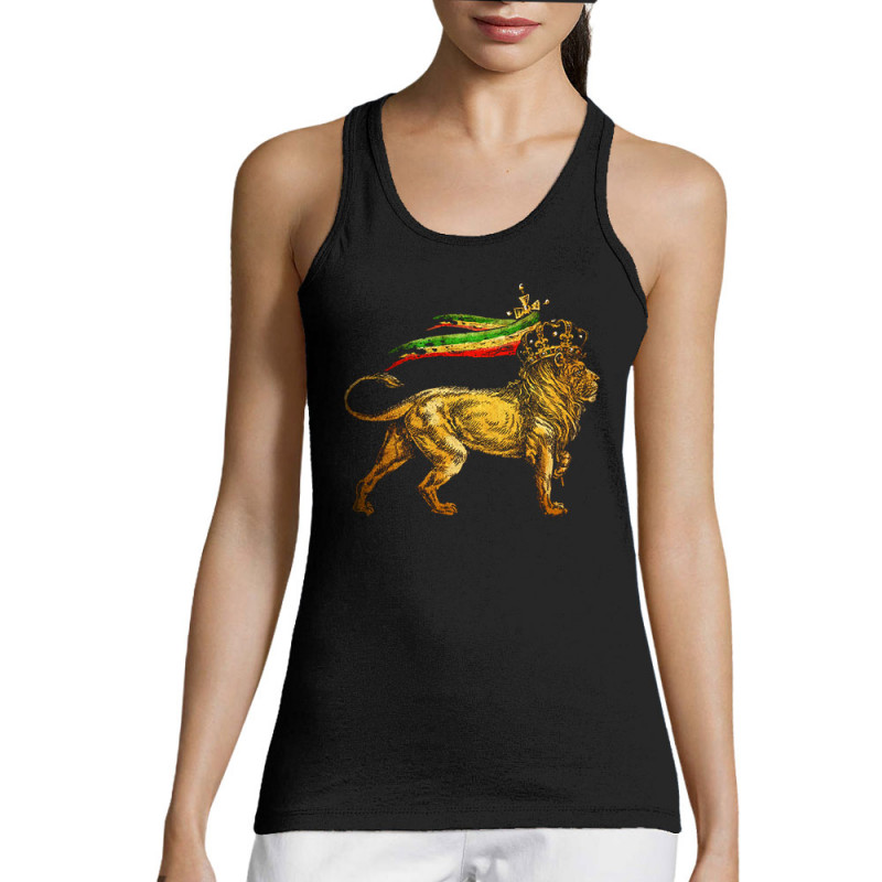 Débardeur femme noir Rasta Lion (Animaux,Reggae)