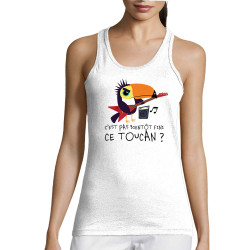 Débardeur femme blanc Fini ce toucan (Andy,Animaux,Humour)