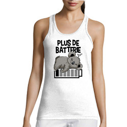 Débardeur femme blanc Plus de batterie koala (Animaux,Humour,Manga Kawaï japan,Bébés,Paresse)