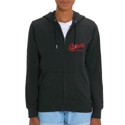 Sweat femme zippé à capuche coton bio noir Diabolik - Punisher (Diabolik,Têtes de morts)
