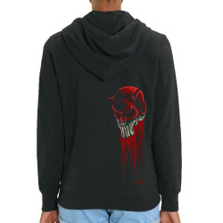 Sweat femme zippé à capuche coton bio noir Diabolik - Punisher (Diabolik,Têtes de morts)