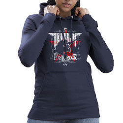 Sweat femme à capuche bleu marine Punk Rock (Diabolik,Rock & Punk)