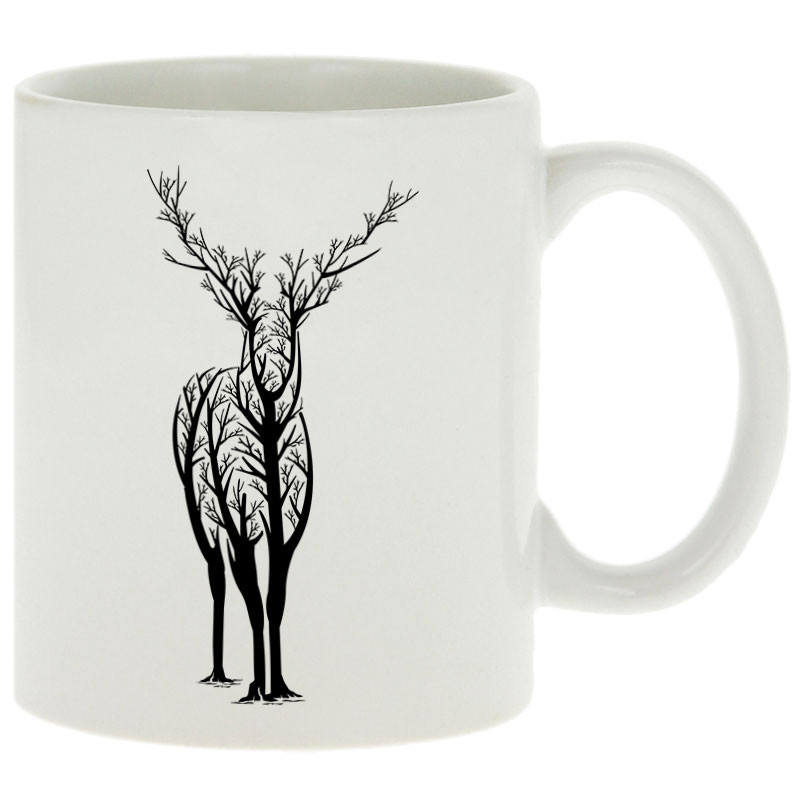 Mug blanc Deer Trees (Caffein Art,Animaux)