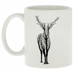 Mug blanc Deer Trees (Caffein Art,Animaux)