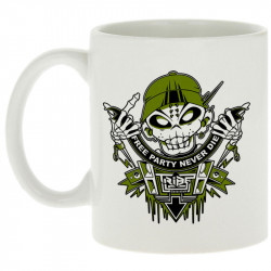 Mug blanc Free Party Never Die (E Cone,teufeur)