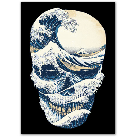 Affiche "Hokusai Wave Skull"