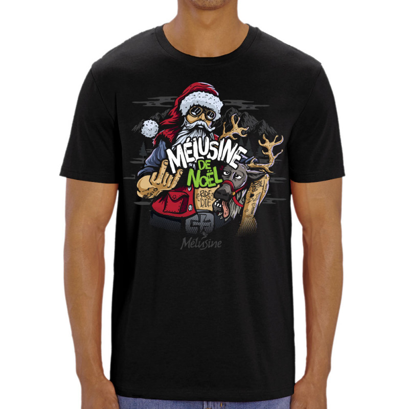 T-shirt homme coton bio noir Bière de Noël (Mélusine)