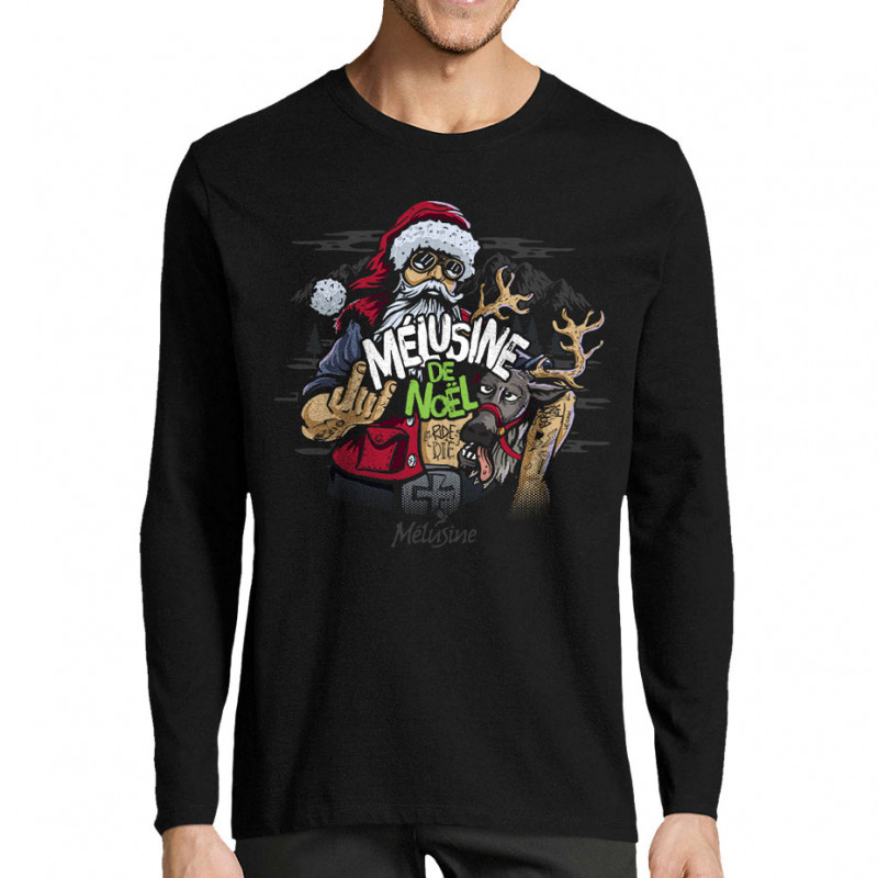 T-shirt homme manches longues noir Bière de Noël (Mélusine)