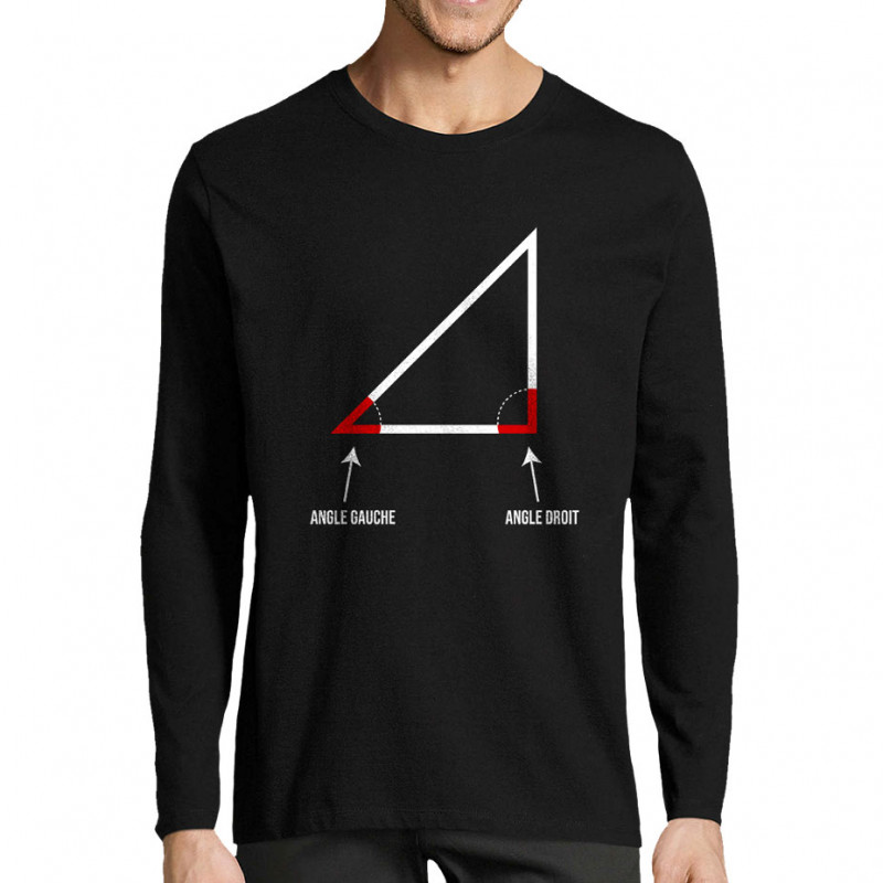 T-shirt homme manches longues noir Angle droit (Gondrax,Humour,Devoirs de vacances)