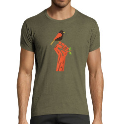 T-shirt homme fit kaki chiné Résiste (Alex Kidd,Ecologie)