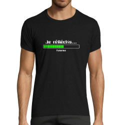 T-shirt homme fit noir Je réfléchis Patientez (Gondrax,Jeux Vidéo / Geek,Humour,Des chiffres et des lettres,Devoirs de vacances)