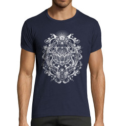 T-shirt homme fit bleu marine Lotus Blossom (Gondrax,Ethnique)
