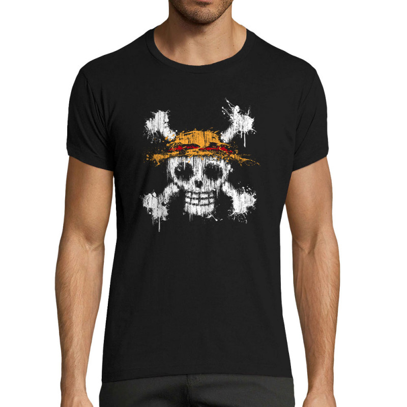 T-shirt homme fit noir One Skull (Le Duc,Têtes de morts,Jeux Vidéo / Geek,Manga Kawaï japan,Détournements)