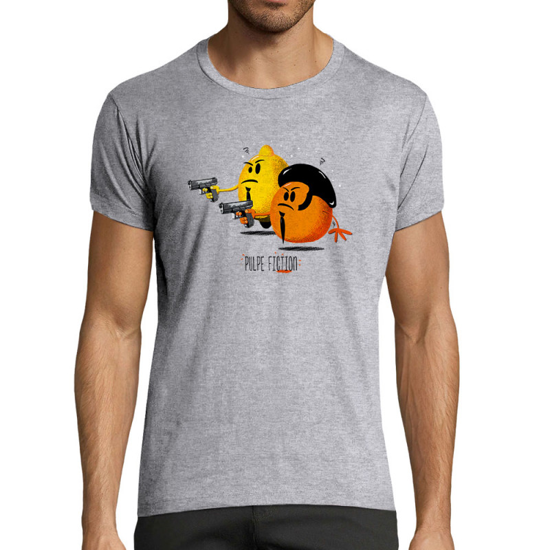 T-shirt homme fit gris chiné Pulpe Fiction (Gondrax,Fruits & Légumes,Films/Séries)