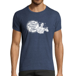 T-shirt homme fit bleu denim chiné Trop con pour comprendre la science (Slogans engagés,Humour)