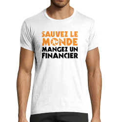 T-shirt homme fit blanc Sauvez le monde (Ted Boundy,Slogans engagés,Humour)