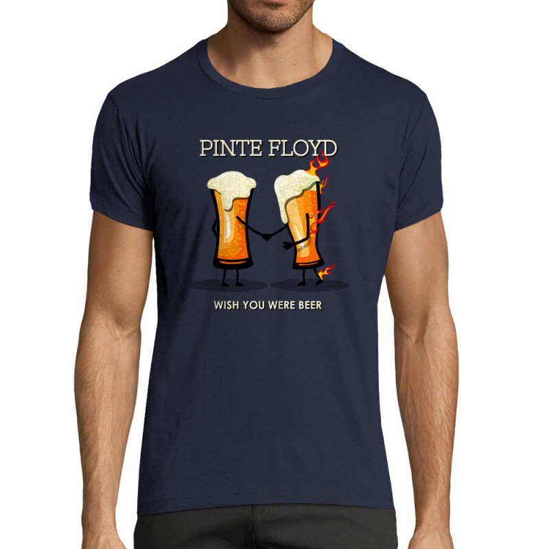 T-shirt homme fit bleu marine Pinte Floyd (Gondrax,Alcool,Humour)