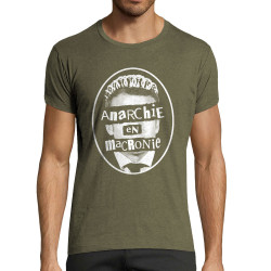 T-shirt homme fit kaki chiné Anarchie en Macronie (Gondrax,Slogans engagés,Humour)