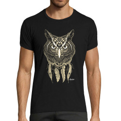 T-shirt homme fit noir Bad River - Little Owl (Bad River,Animaux,Ethnique)