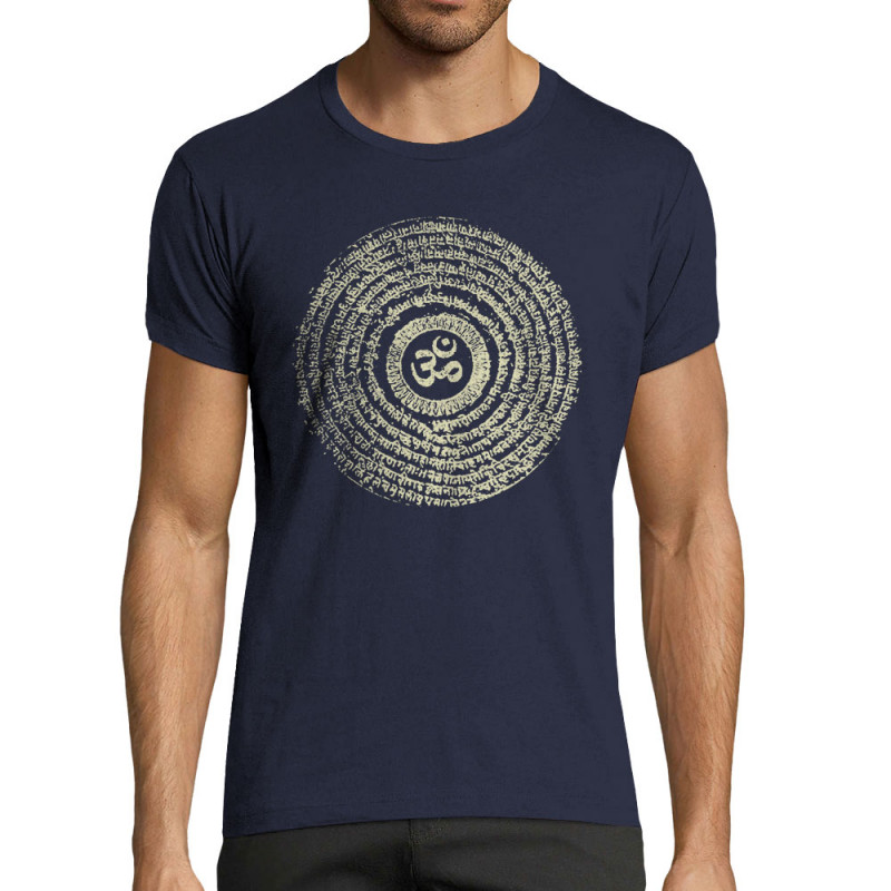 T-shirt homme fit bleu marine Ohm Spiral (Ethnique,teufeur)