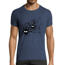 T-shirt homme fit bleu denim chiné Les Taches (Fourre-tout,Humour)