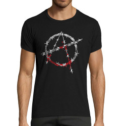 T-shirt homme fit noir Anarchie Barbelés (Rock & Punk,Slogans engagés)